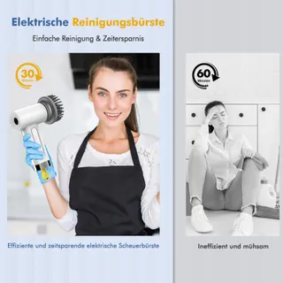 ETENTOUS Elektrische Schoonmaakborstel Badkamer Voegen 5 Koppen — miniatuur 2