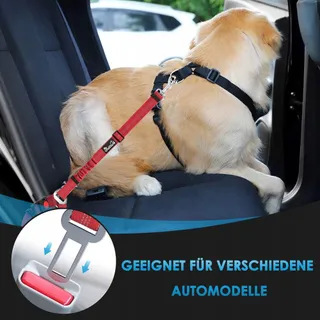 SLOWTON Autogordel Hond 2-in-1 Verstelbaar Reflecterend Rood — miniatuur 6