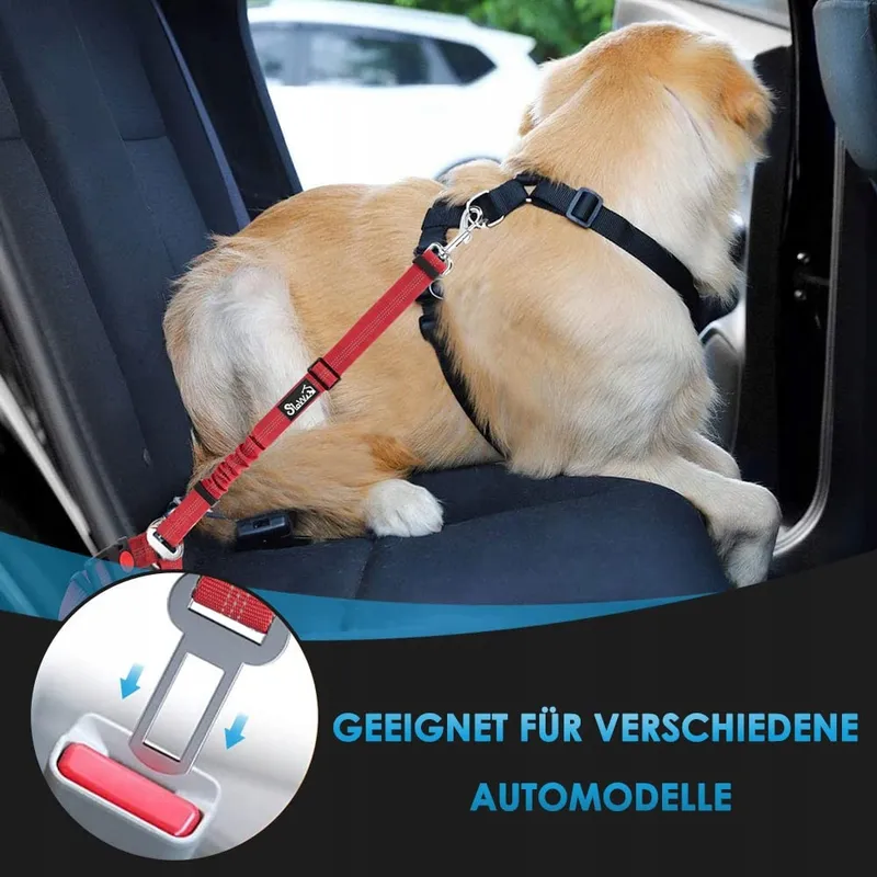 SLOWTON Autogordel Hond 2-in-1 Verstelbaar Reflecterend Rood — foto 6