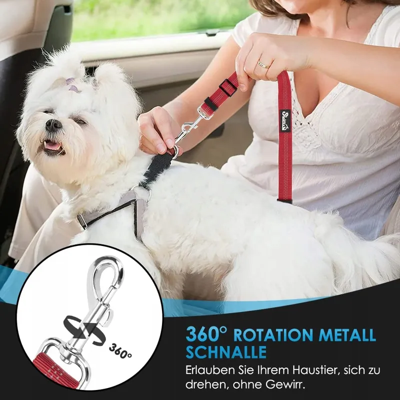 SLOWTON Autogordel Hond 2-in-1 Verstelbaar Reflecterend Rood — foto 5