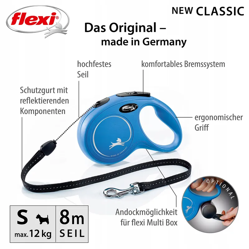 FLEXI New Classic S Riem 8m Blauw Honden tot 12kg — foto 2