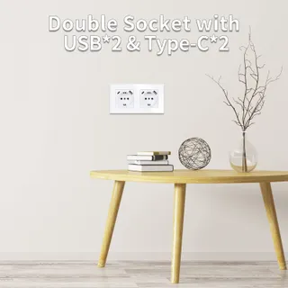 JIMEIDA Dubbel Stopcontact USB 16A Type C Wit 157x86mm — miniatuur 3