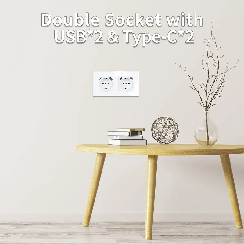 JIMEIDA Dubbel Stopcontact USB 16A Type C Wit 157x86mm — foto 3