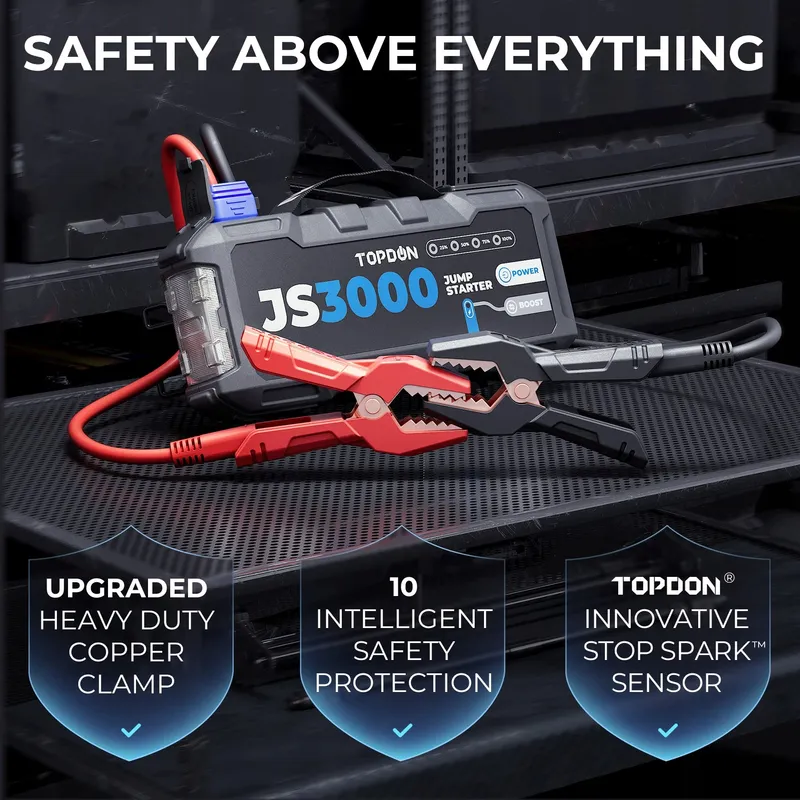 TOPDON JS3000 Accustarter 3000A Tot 9L Benzine 7L Diesel — foto 7
