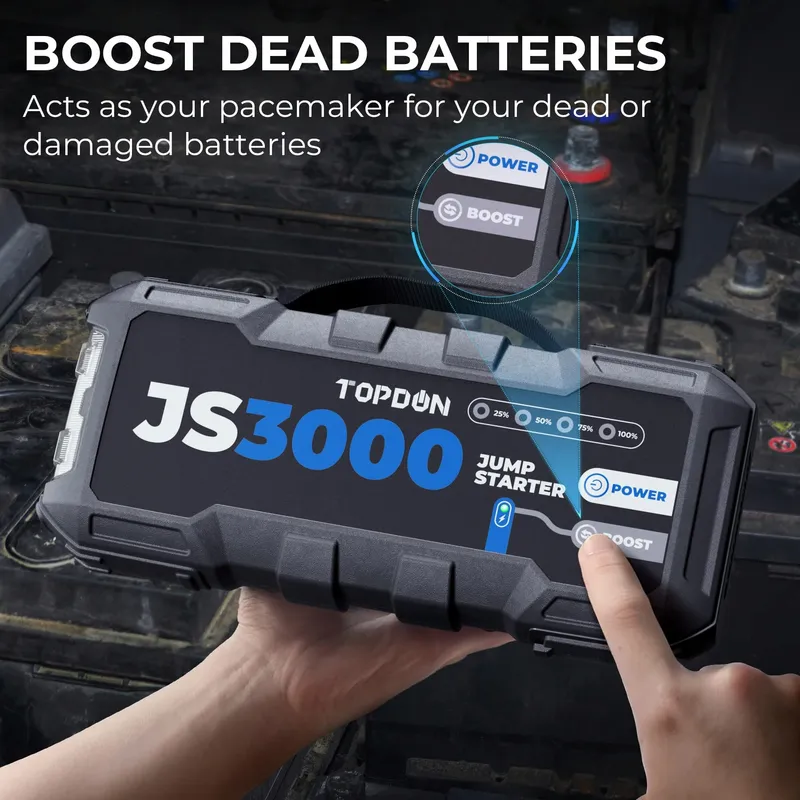 TOPDON JS3000 Accustarter 3000A Tot 9L Benzine 7L Diesel — foto 6