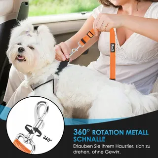 SLOWTON Autogordel Hond 2-in-1 Verstelbaar Reflecterend Oranje — miniatuur 5