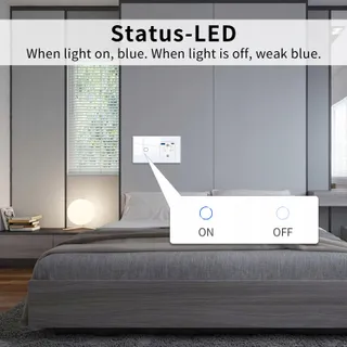 JIMEIDA Touch Lichtschakelaar Met USB A/C Stopcontact Snel Opladen Wit — miniatuur 2