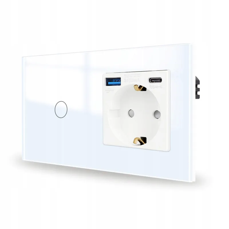 JIMEIDA Touch Lichtschakelaar Met USB A/C Stopcontact Snel Opladen Wit — foto 1