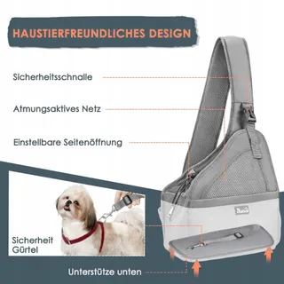 NASJAC Hondendraagtas Verstelbare Riem Net Grijs — miniatuur 2