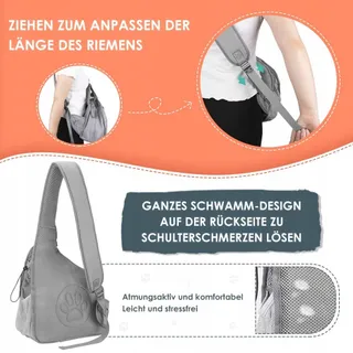 NASJAC Hondendraagtas Verstelbare Riem Net Grijs — miniatuur 4