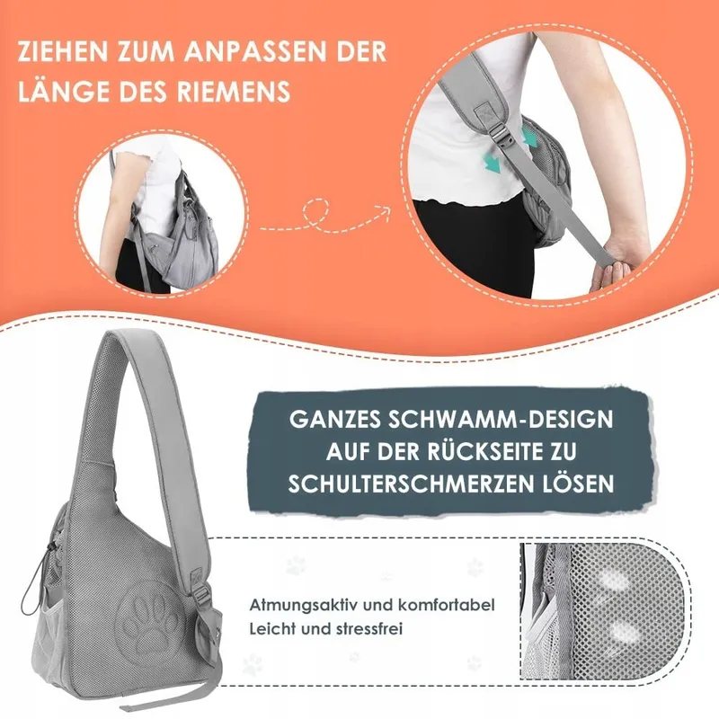NASJAC Hondendraagtas Verstelbare Riem Net Grijs — foto 4