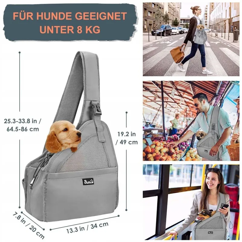 NASJAC Hondendraagtas Verstelbare Riem Net Grijs — foto 5