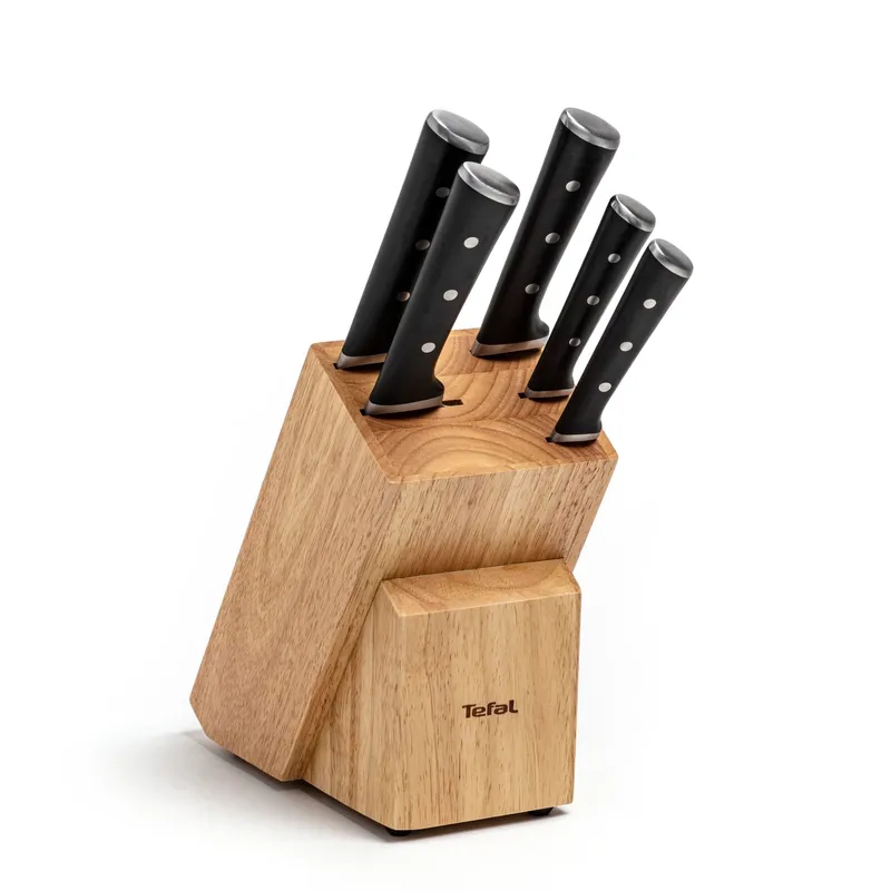 TEFAL Ice Force Messenblok Hout 5 Messen Roestvrij Staal — foto 1