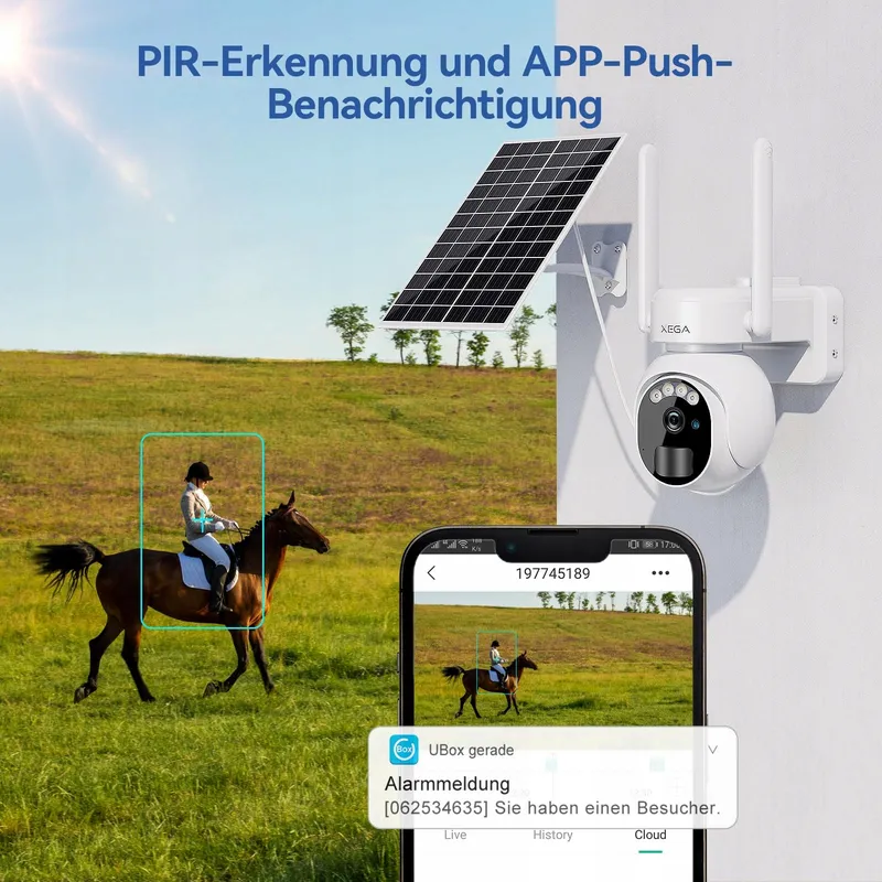 XEGA 4G LTE Bewakingscamera Buiten Solar Draadloos 2K HD 3MP PTZ — foto 4