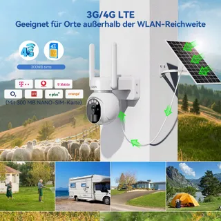 XEGA 4G LTE Bewakingscamera Buiten Solar Draadloos 2K HD 3MP PTZ — miniatuur 2