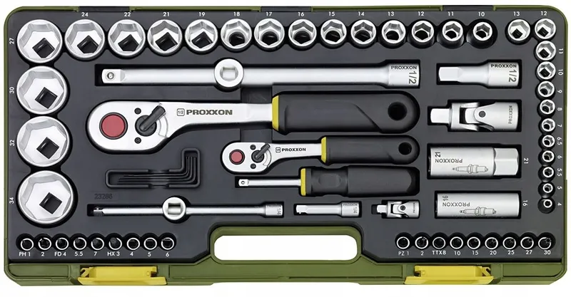 PROXXON Dopsleutelset 65-Delig Ratel Koffer — foto 1