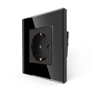 JIMEIDA Enkel Glazen Stopcontact Zwart Schuko 16A 250V Inbouw — miniatuur 1