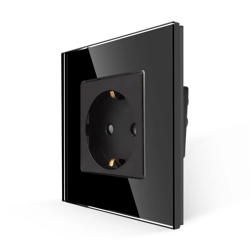 JIMEIDA Enkel Glazen Stopcontact Zwart Schuko 16A 250V Inbouw — foto 1
