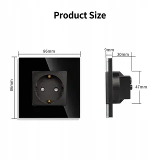 JIMEIDA Enkel Glazen Stopcontact Zwart Schuko 16A 250V Inbouw — miniatuur 4