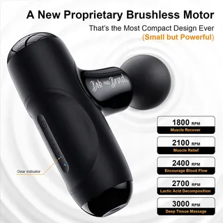 BOB AND BRAD Q2 Mini Massagepistool Zakformaat Spierherstel Zwart — miniatuur 11