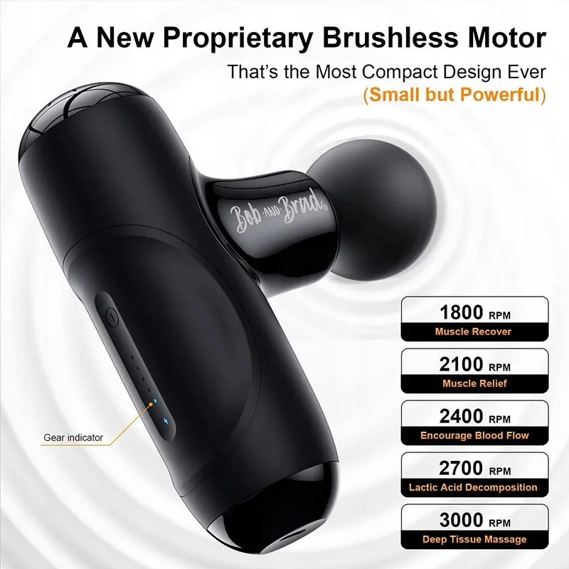 BOB AND BRAD Q2 Mini Massagepistool Zakformaat Spierherstel Zwart — foto 11