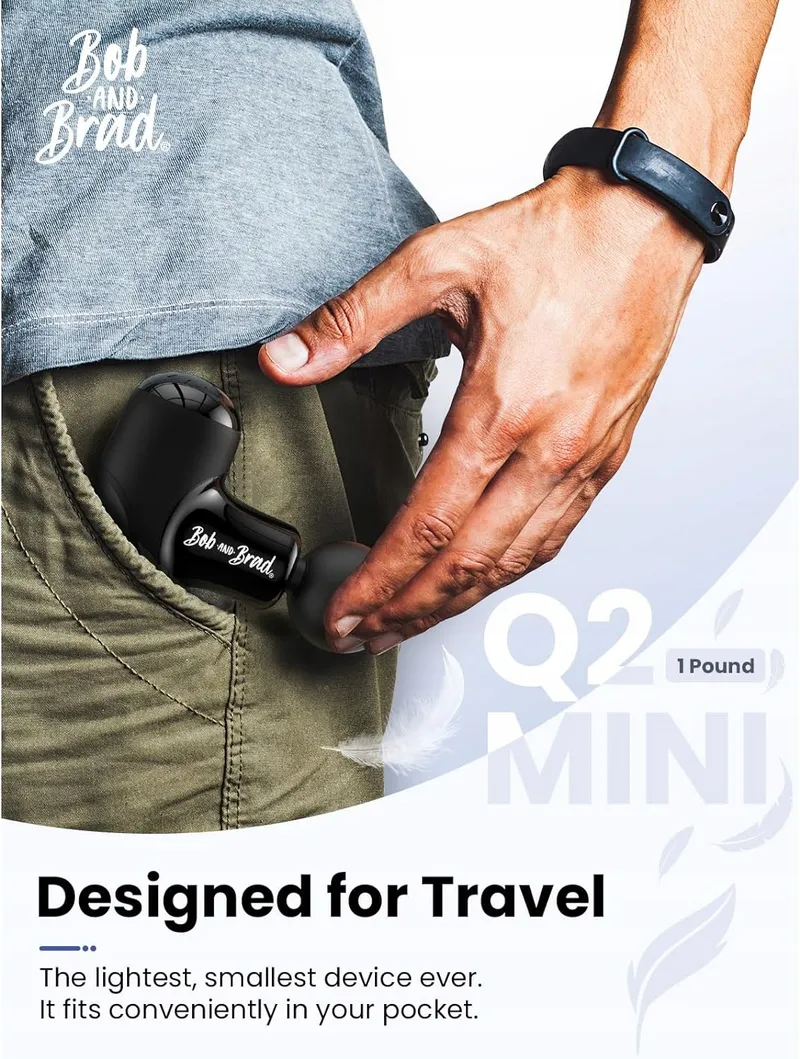 BOB AND BRAD Q2 Mini Massagepistool Zakformaat Spierherstel Zwart — foto 13
