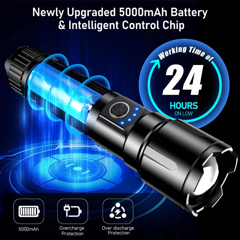 BLUKAR LED Zaklamp 20000 Lumen IP67 Waterdicht 5 Modi Zoom — foto 5