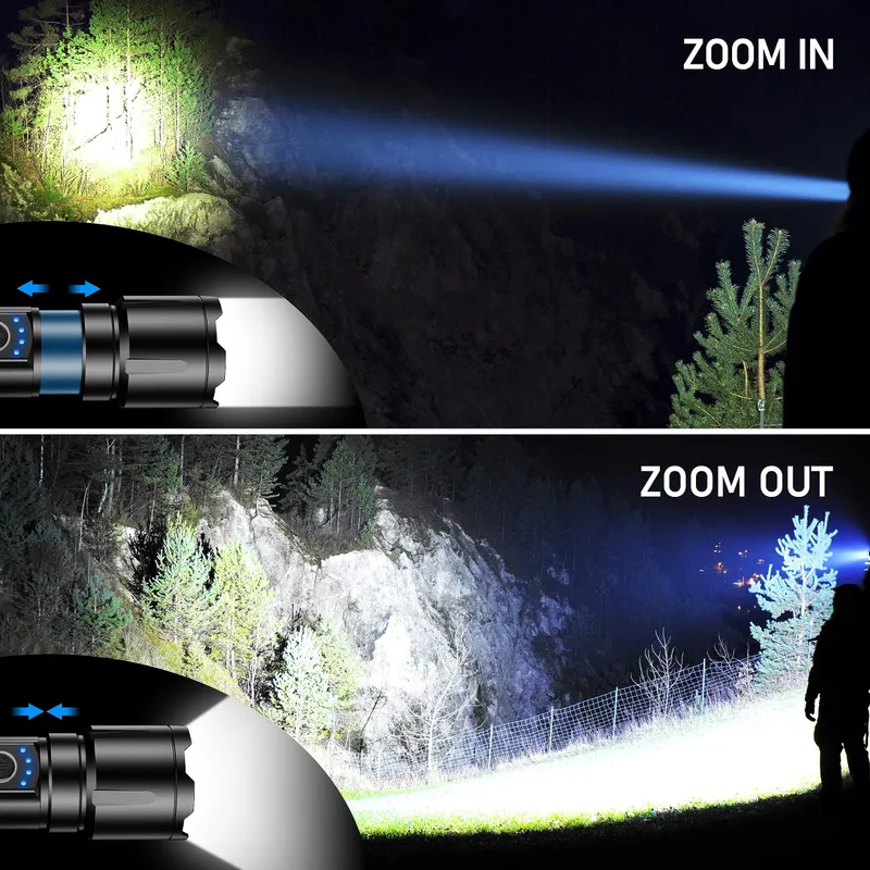 BLUKAR LED Zaklamp 20000 Lumen IP67 Waterdicht 5 Modi Zoom — foto 3