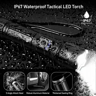 BLUKAR LED Zaklamp 20000 Lumen IP67 Waterdicht 5 Modi Zoom — miniatuur 6