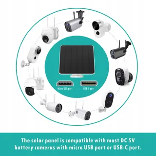 Zonnepaneel Voor Buitencamera's 6W USB Compatibel Met DC 5V — miniatuur 2
