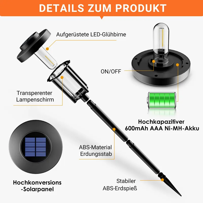 SOLPEX Solar LED Lampen 6 Stuks Tuin Terras Pad Warmwit — foto 5