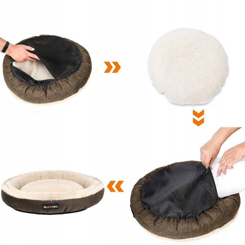 FEANDREA Donut Mand Voor Hond Kat Rond 55cm Bruin — foto 3