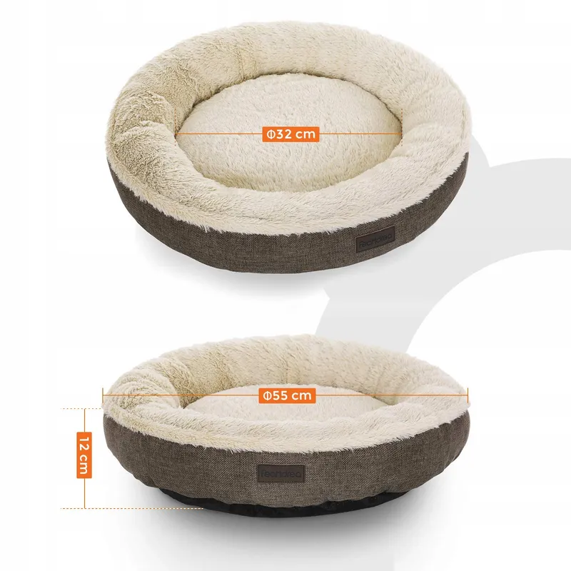 FEANDREA Donut Mand Voor Hond Kat Rond 55cm Bruin — foto 6