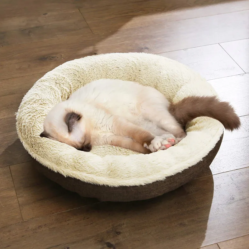 FEANDREA Donut Mand Voor Hond Kat Rond 55cm Bruin — foto 7