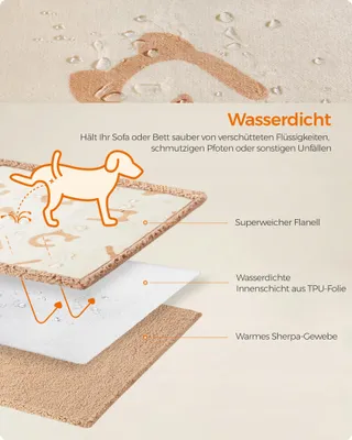 FEANDREA Waterdichte Deken Voor Hond En Kat 73x63cm Beige — miniatuur 3