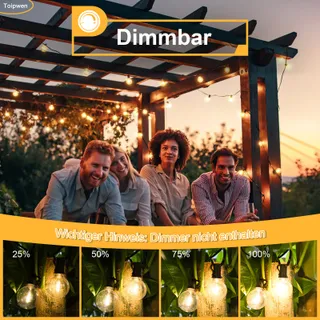 TOIPWEN LED Lichtsnoer 30M 52 Lampen G40 IP45 Tuin Terras — miniatuur 3