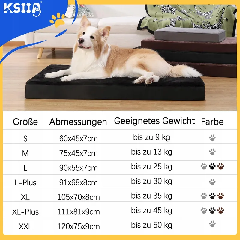 KSIIA Orthopedisch Hondenbed XXL Grijs 120x75x9cm — foto 6