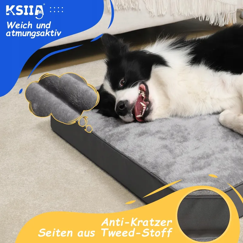 KSIIA Orthopedisch Hondenbed XXL Grijs 120x75x9cm — foto 3