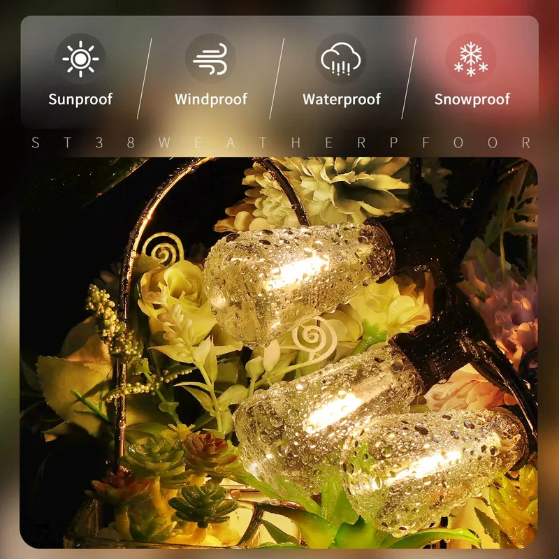 YUUCIO LED Lichtsnoer Buiten 18M 30+1 Lampen IP44 Tuin Terras — foto 2