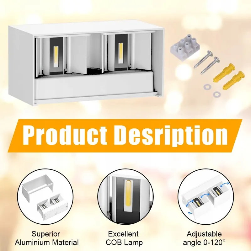 KLIGHTEN 24W LED Wandlamp Binnen Buiten IP65 Warmwit — foto 3