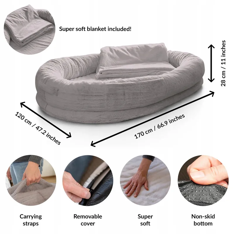 HUNDEBETT Mensenhondenbed XXL Comfortabel Grijs — foto 6