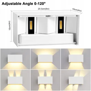 KINGWEN 20W LED Wandlamp Binnen Buiten 4 Stuks 3000K — miniatuur 2