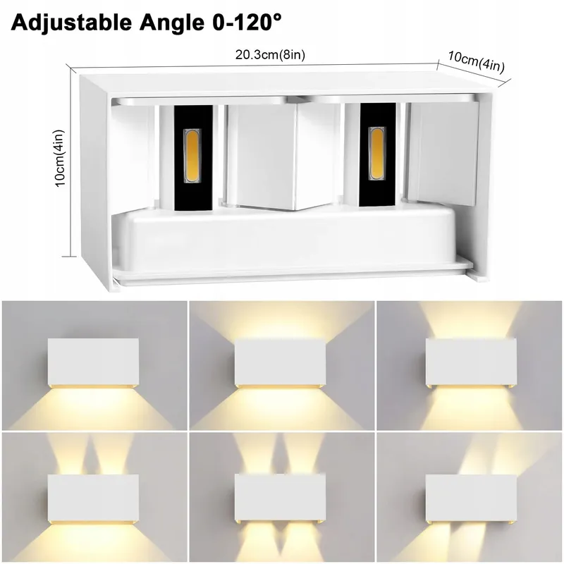 KINGWEN 20W LED Wandlamp Binnen Buiten 4 Stuks 3000K — foto 2