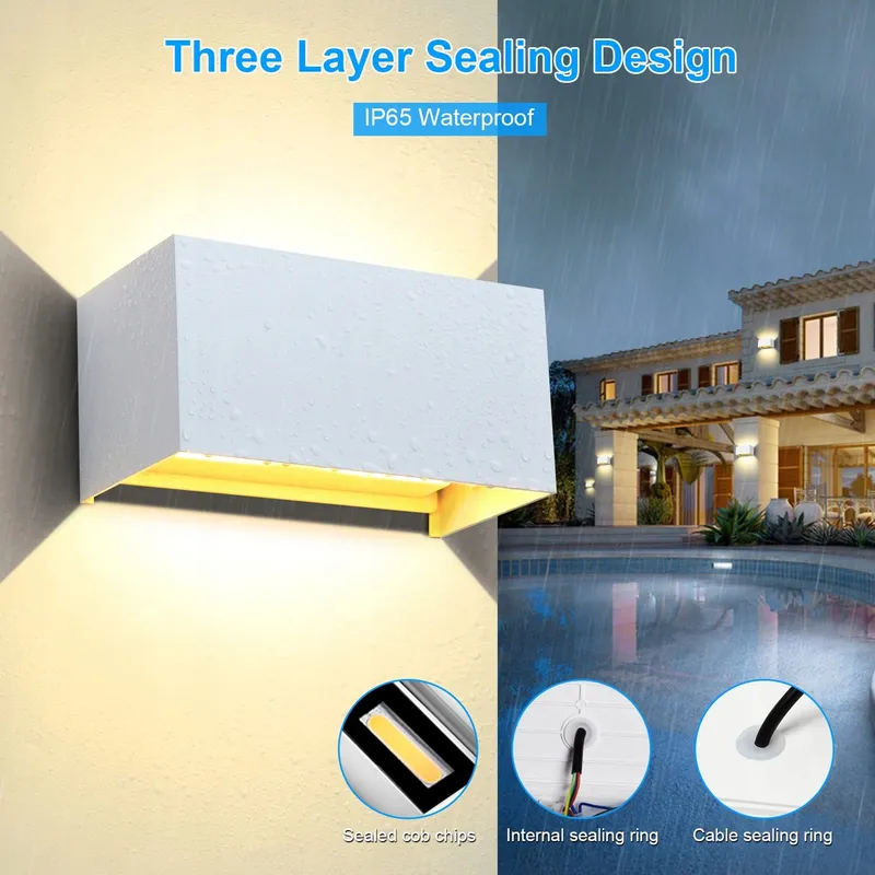 KINGWEN 20W LED Wandlamp Binnen Buiten 4 Stuks 3000K — foto 4