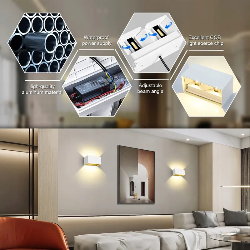 KINGWEN 20W LED Wandlamp Binnen Buiten 4 Stuks 3000K — foto 5