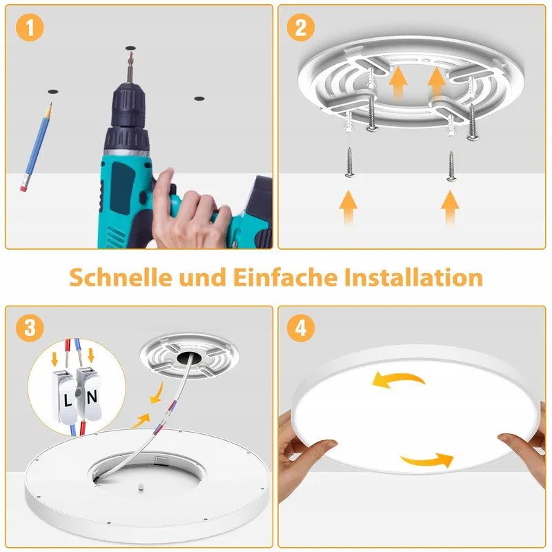 OUILA LED Plafondlamp Rond 36W 3000K 3600LM IP44 Keuken — foto 7