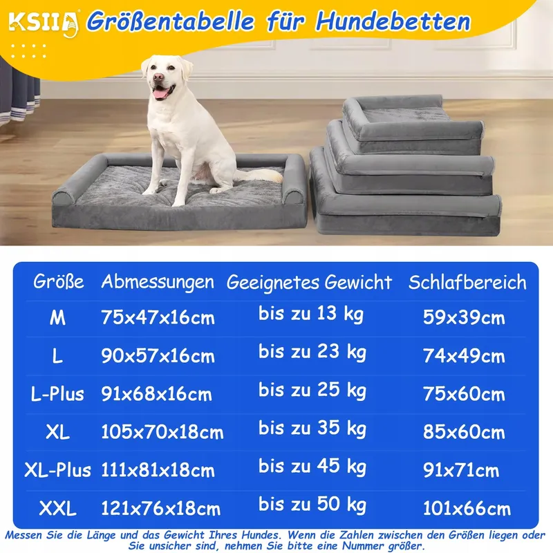 KSIIA Orthopedisch Hondenbed Middelgrote Honden 91x68x16cm Grijs — foto 4