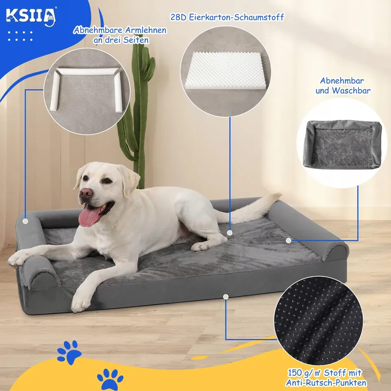 KSIIA Orthopedisch Hondenbed Middelgrote Honden 91x68x16cm Grijs — foto 3