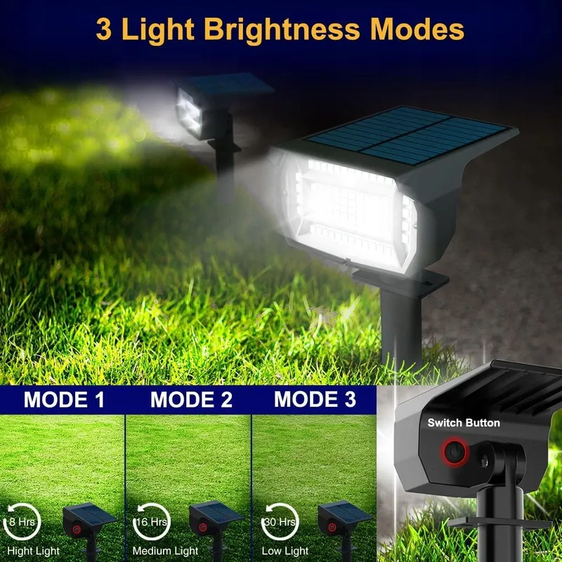LOTMOS Solarlamp Buiten 8 Stuks 72 LED 6500K Waterdicht — foto 3