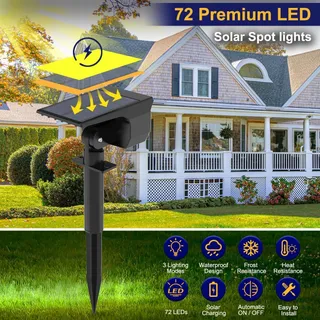 LOTMOS Solarlamp Buiten 8 Stuks 72 LED 6500K Waterdicht — miniatuur 6